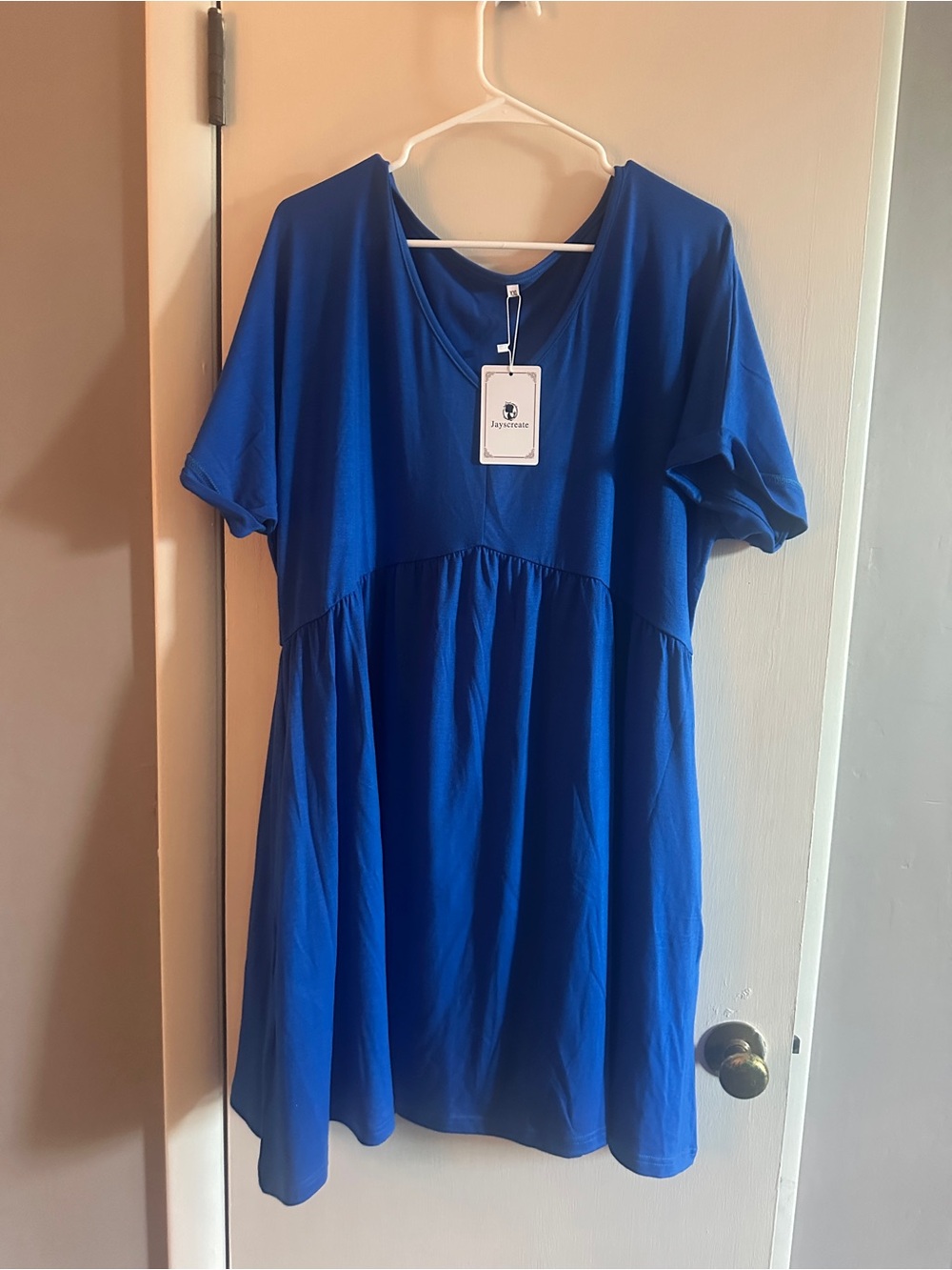 Time and Tru Royal Blue Short Sleeve Babydoll Dress